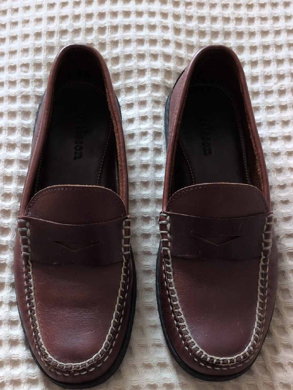 Turtleson Classic Mens Brown Leather Penny Loafers